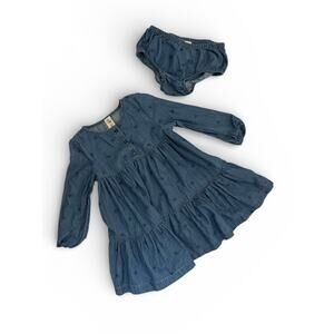 Tucker + Tate Long Sleeve Denim Dress with Matching Bloomers Size 18 Months